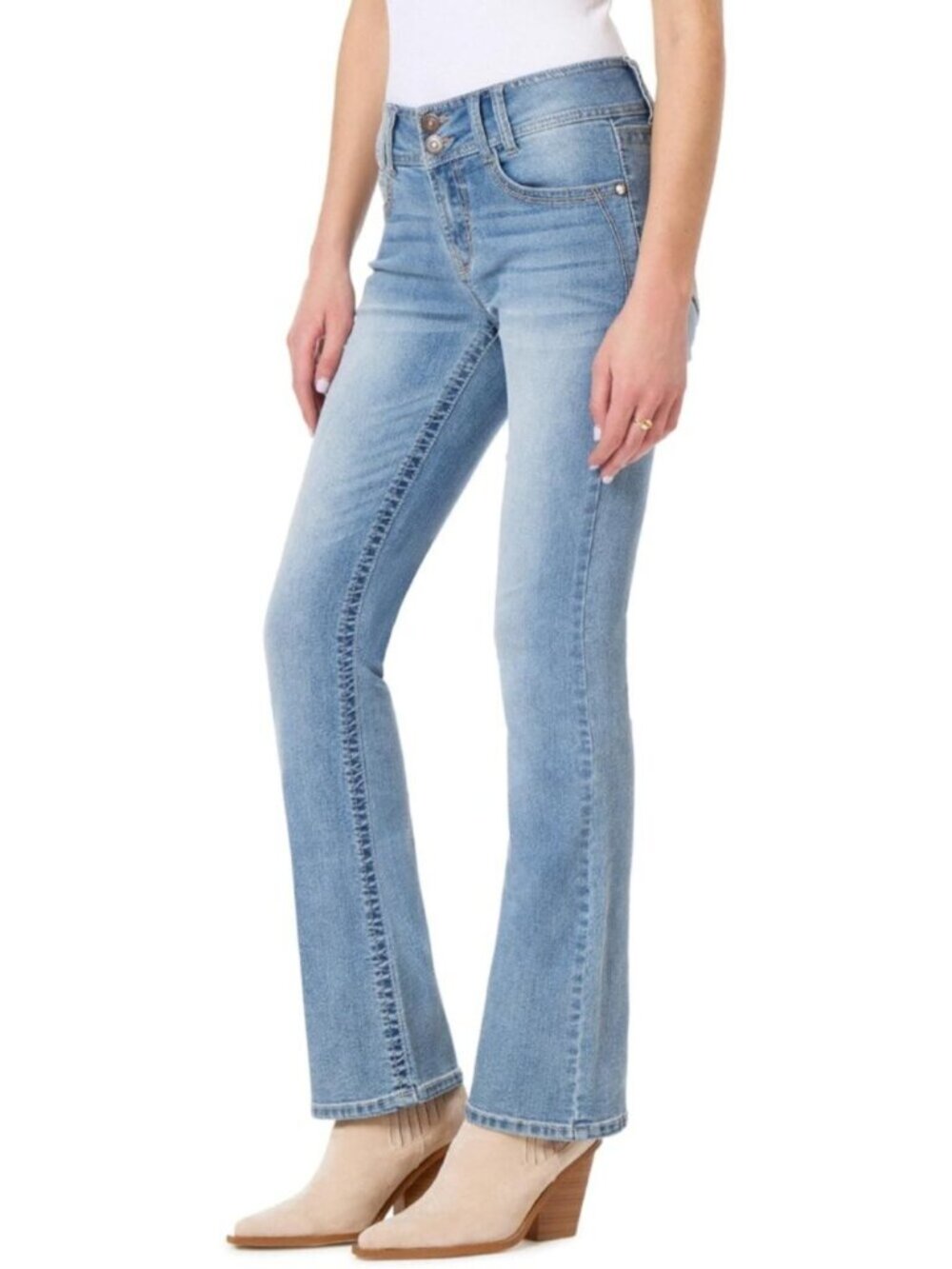 Women Cypress Mid Rise Stretch Denim Trendy Classic Luscious Curvy Bootcut Jeans